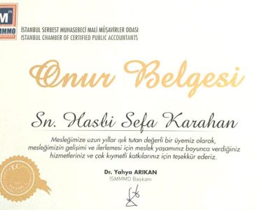 Sefa Karahan Onur Belgesi